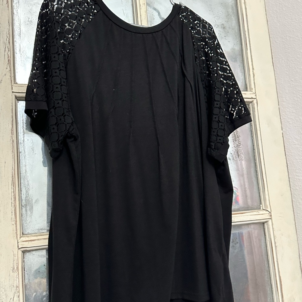 Black Embellished Short Sleeve Blouse